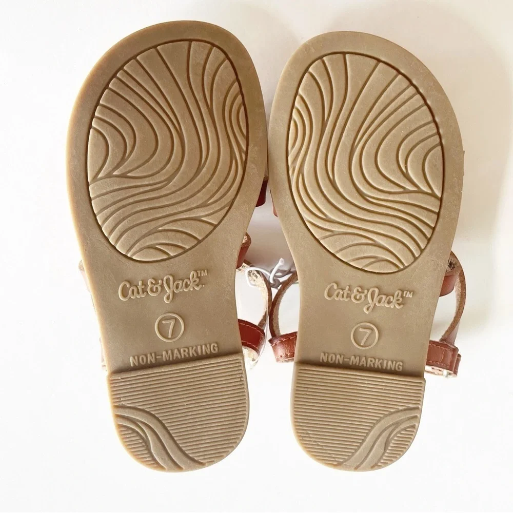 Cat & Jack Cognac Strappy Velcro Sandals